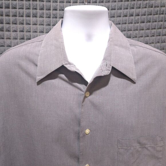 Button Long Sleeve Collared Shirt Mens 17-34/35 Gray EndonEnd Dress Work Cotton - Picture 3 of 14